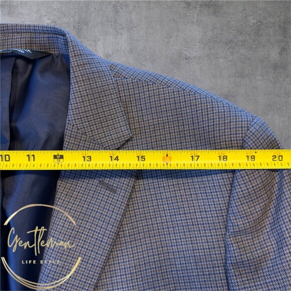 JOS A BANK Tailored Fit Mens 44R Gray/Blue Wool Blazer Sport Coat 2-Button Jacke - Picture 6 of 12